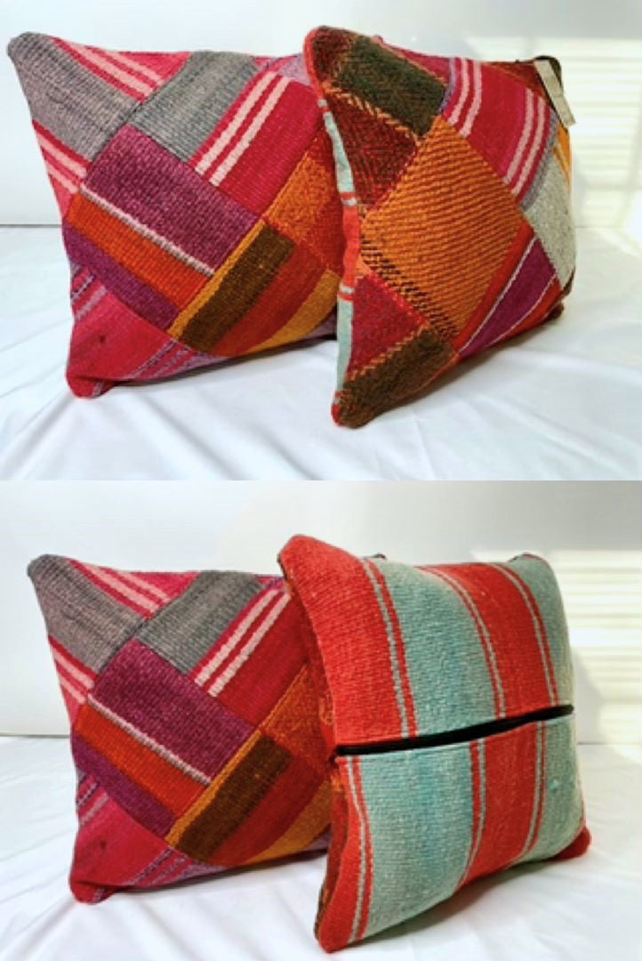 2 Throw Pillowcases, Aguayo's Cushion Covers, Multicolor, Bolivia