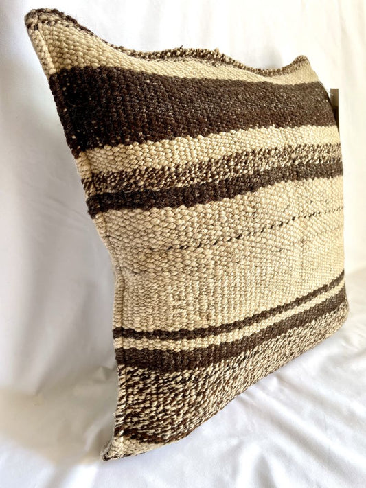 Throw Pillowcase, Aguayo's Cushion Cover, Natural and Black, Bolivia/Peru