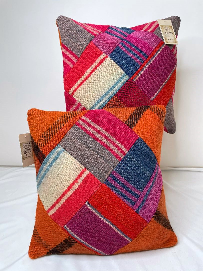 2 Throw Pillowcases, Aguayo's Cushion Covers, Multicolor, Bolivia/