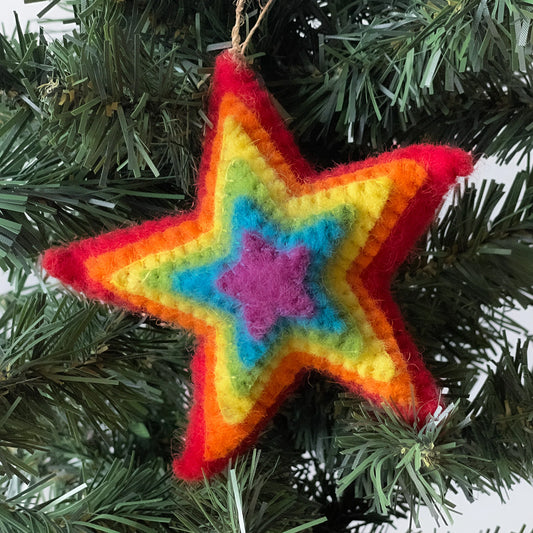 Star Burst Handmade Felt Ornament, Nepal