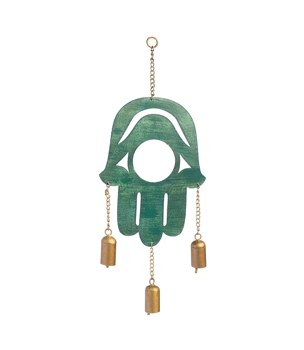 Patina Wind Chime with Bells - Hamsa, India