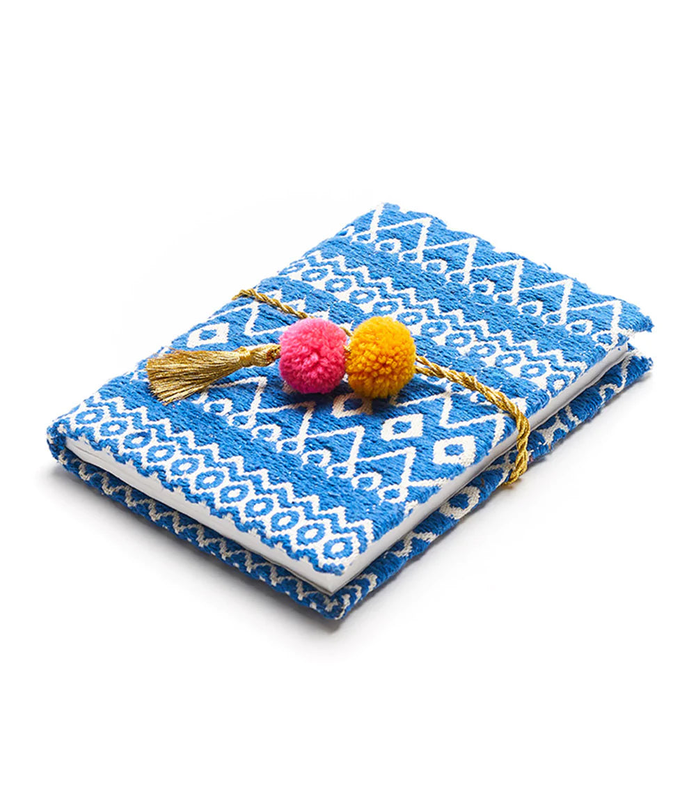 Recycled Paper Pom Pom Tassel Journal with Embroidery, India