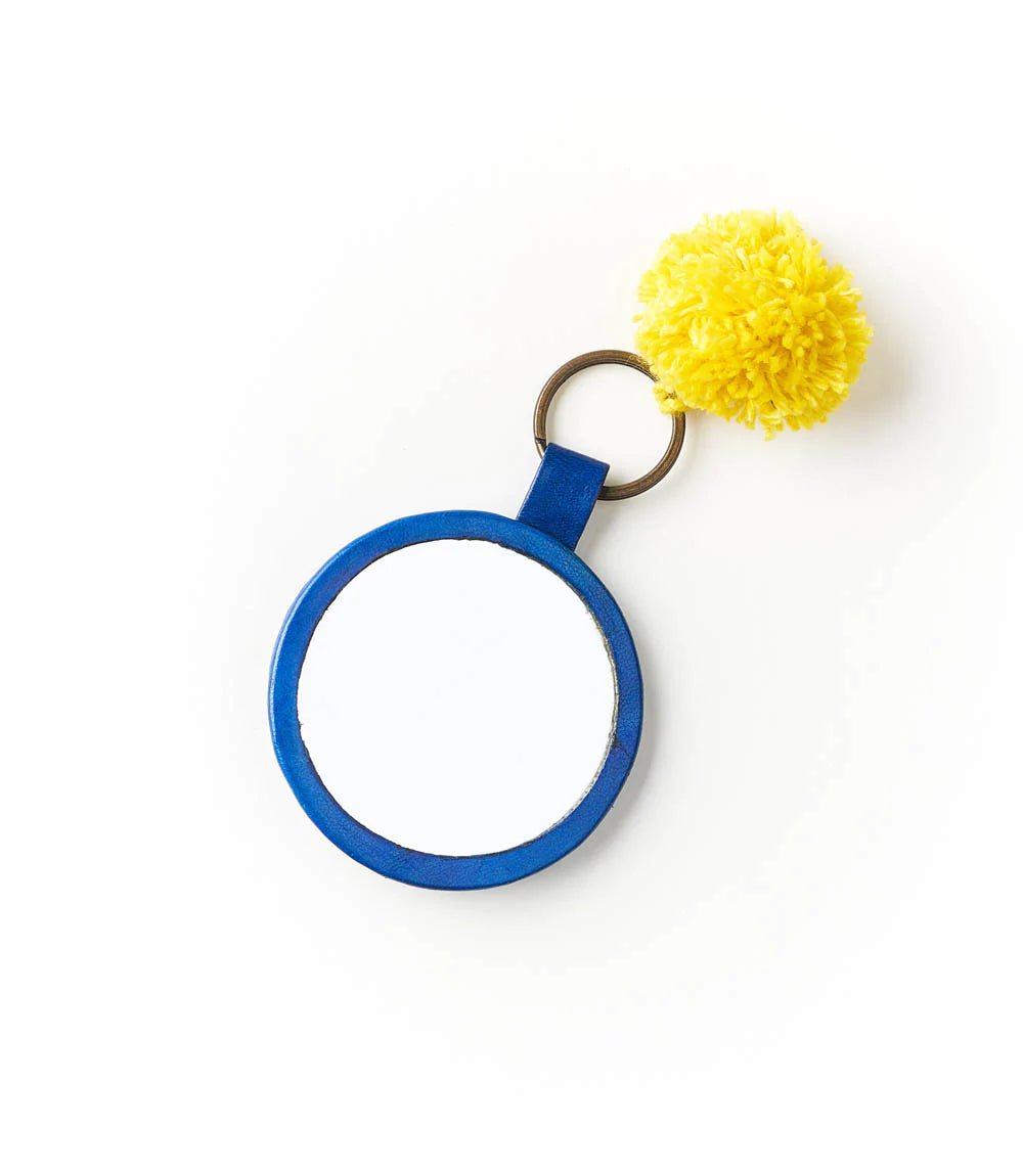 Leather Travel Compact Mirror with Keyring, India