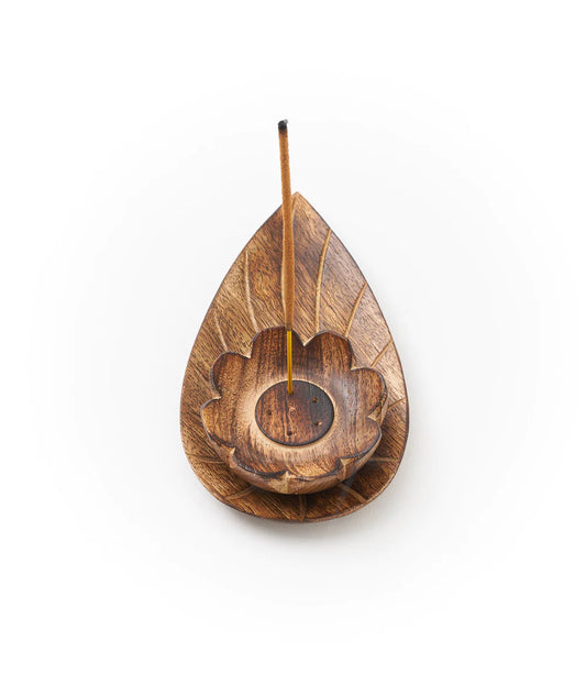 Handcrafted Mango Wood Lotus Incense Holder, India