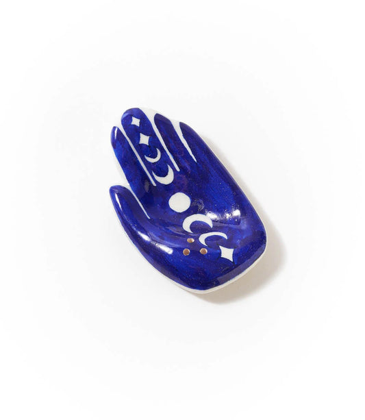 Hamsa Incense Holder with Moon Phase Design - Indigo, India