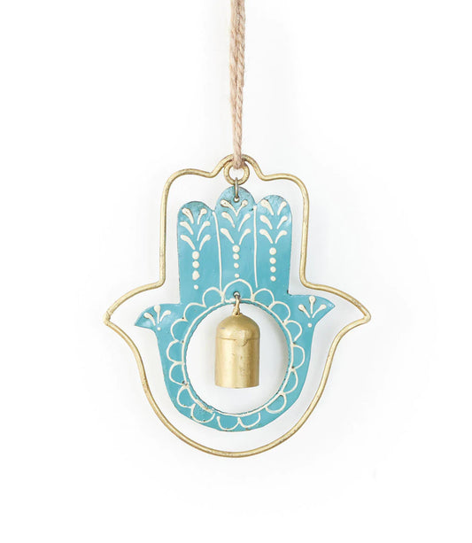 Treasure Wind Spinner, Hanging Wind Chime with Bell - Hamsa, India