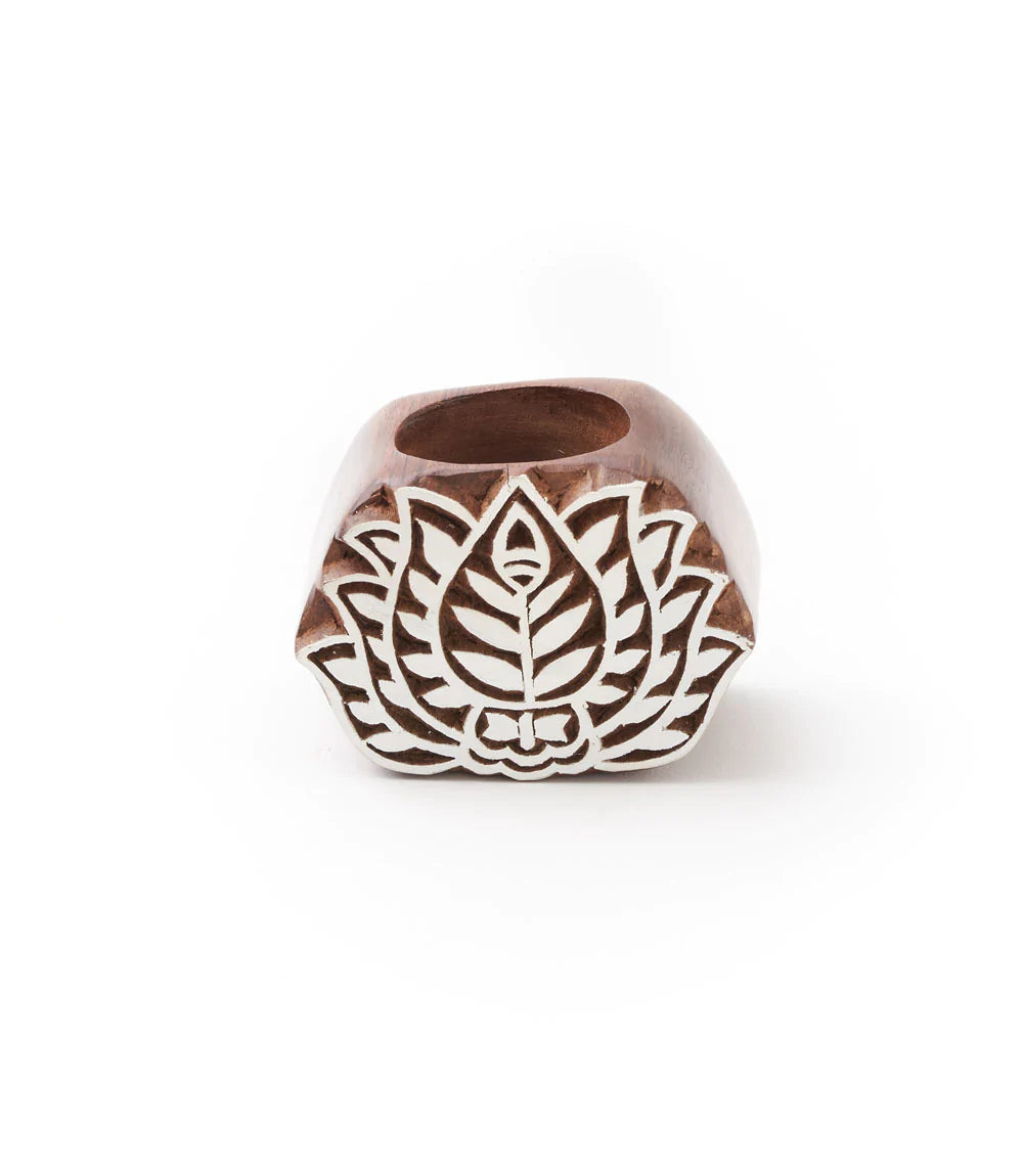 Lotus Tea Light Candle Holder - Sheesham Indian Rosewood, India