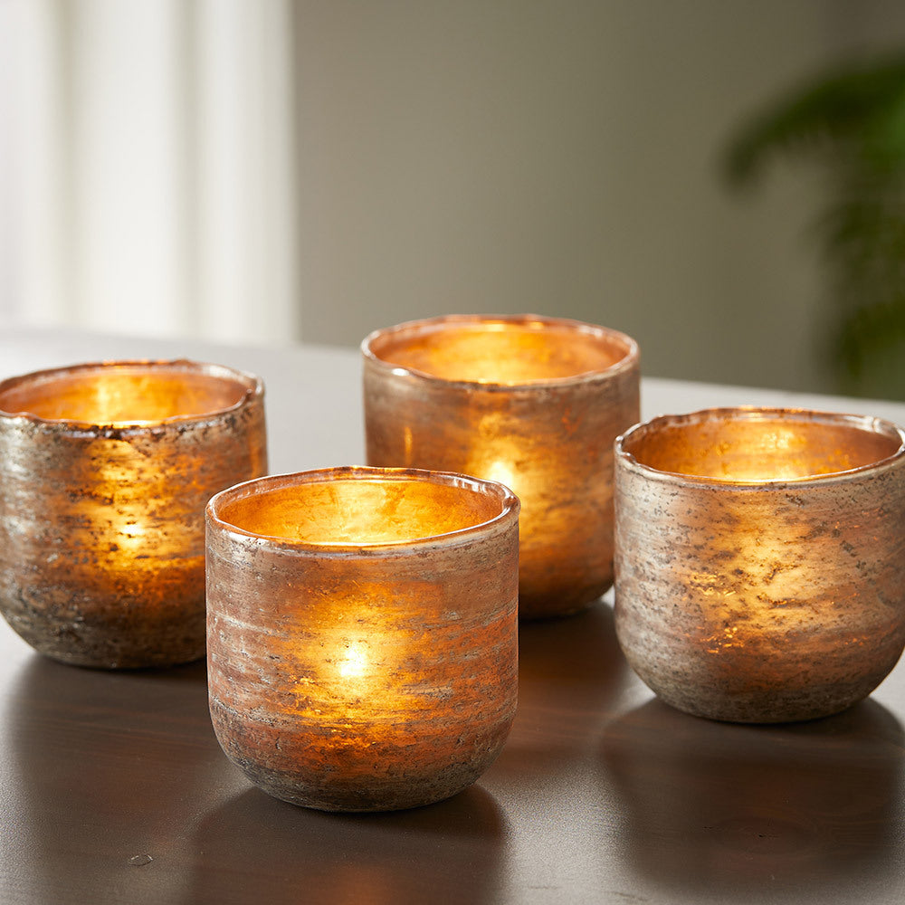 Rustic Candle Holders - Set of 4, India