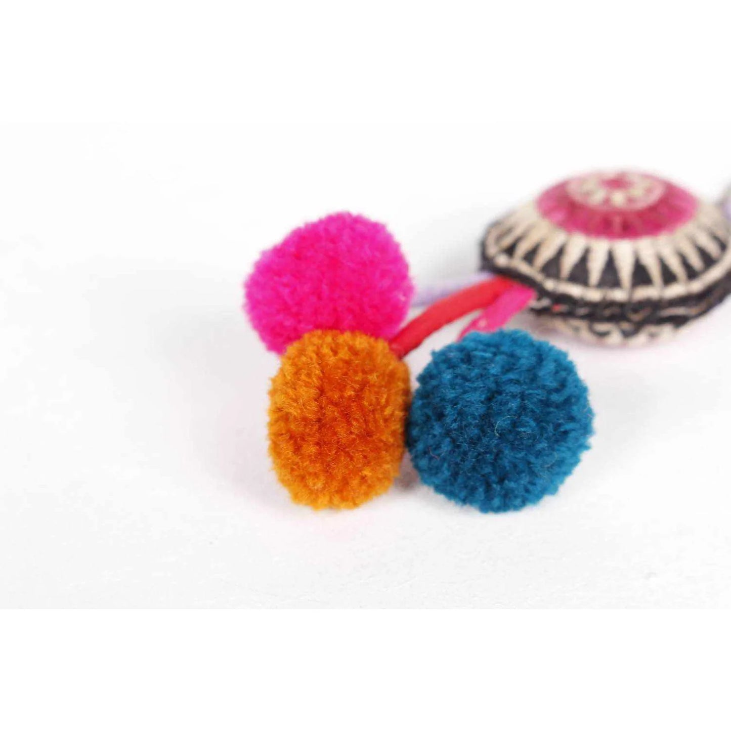 Key Chain Upcycled Pom Pom  Zipper Pull, Nepal