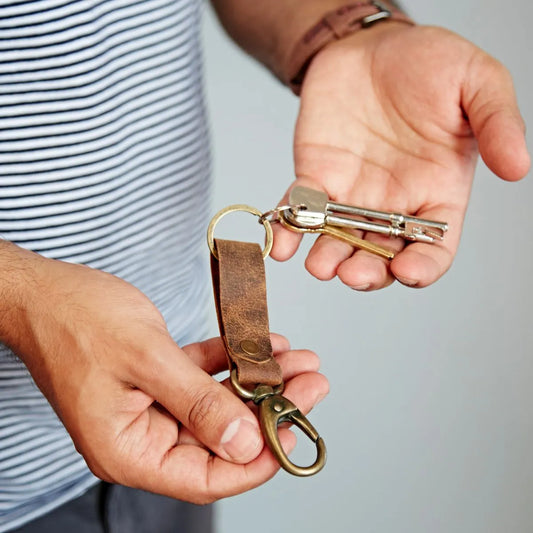 Buffalo Leather Keyring with Hook, Nepal