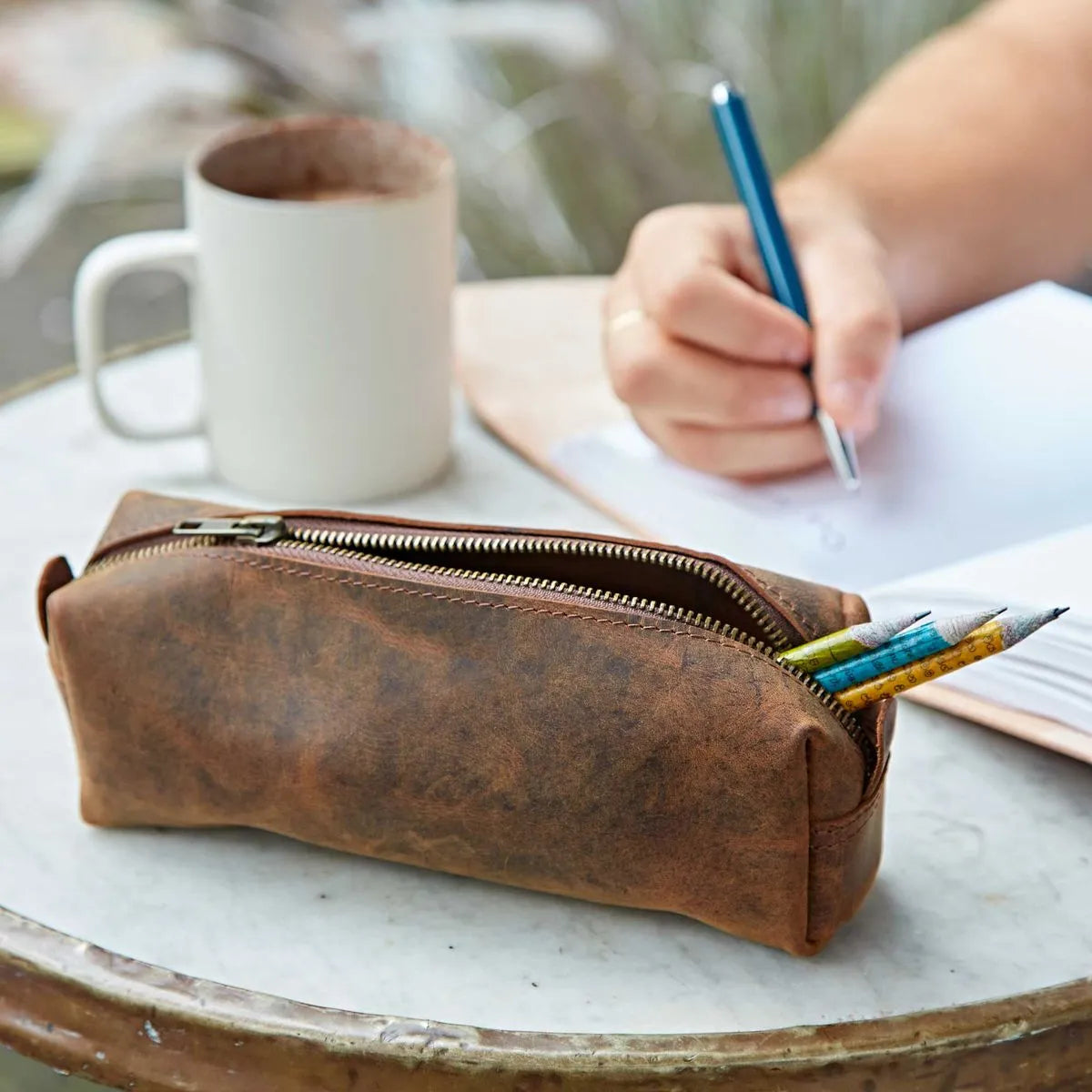 Buffalo Leather Square Pencil Case, Nepal