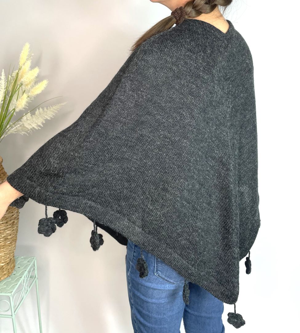 Alpaca/Cotton Knitted Poncho, Bolivia/Peru