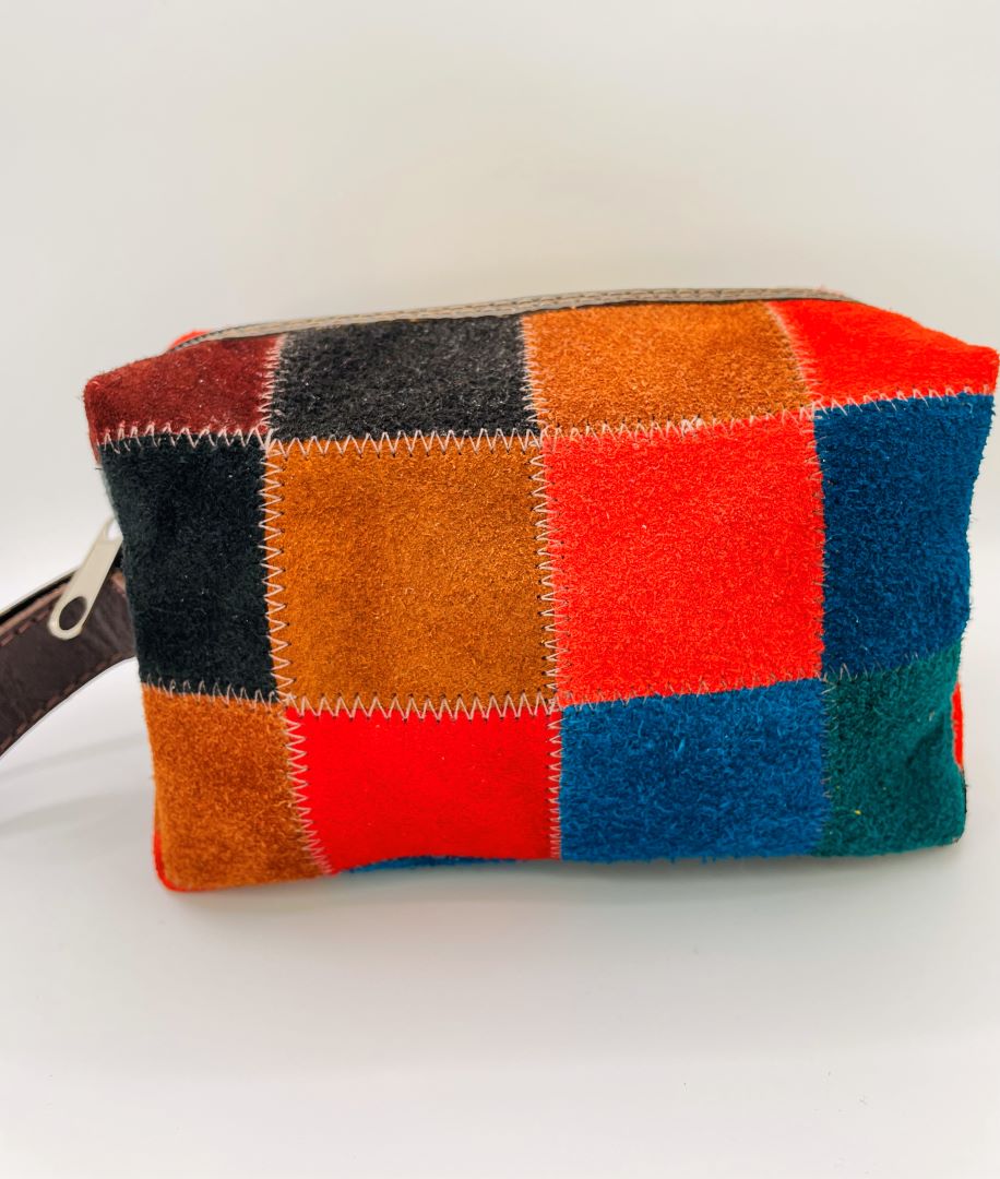 Suede Checkered Toiletry Bag, Bolivia