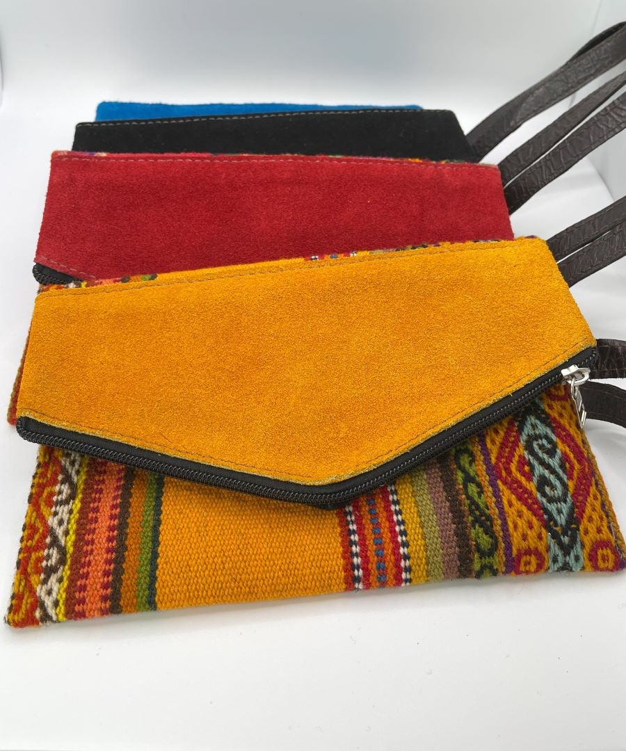 Aguayo and Suede Clutch, Yellow, Bolivia