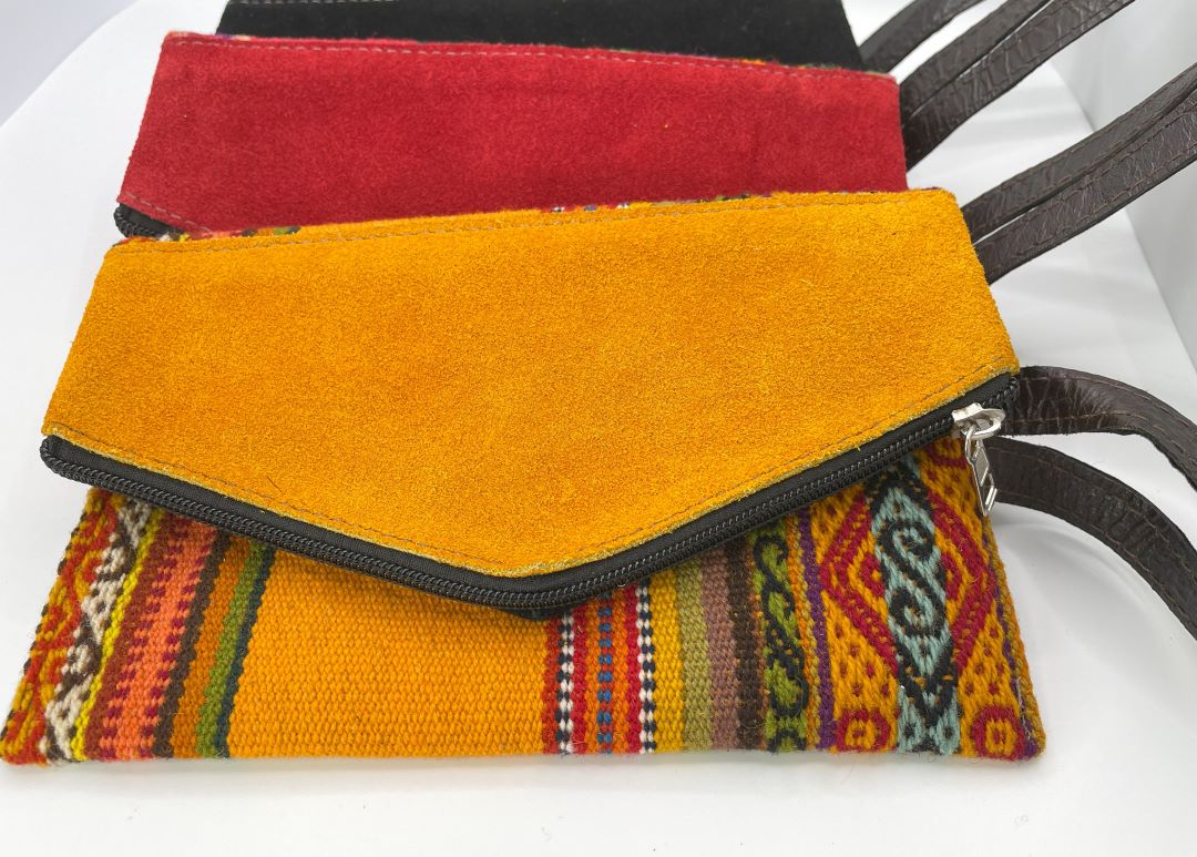 Aguayo and Suede Clutch, Yellow, Bolivia