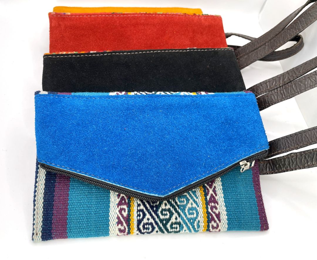 Aguayo and Suede Clutch, Bolivia - Light Blue