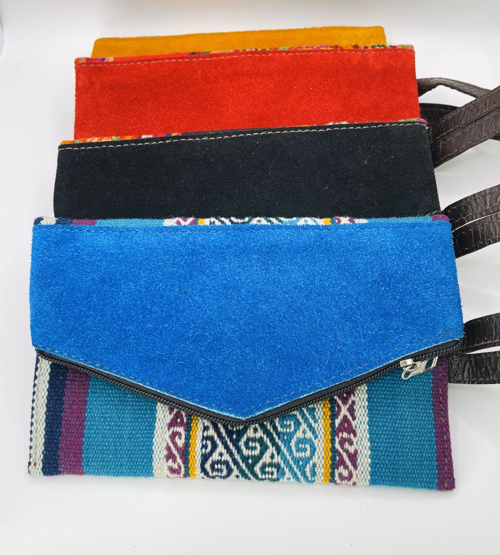 Aguayo and Suede Clutch, Bolivia - Light Blue