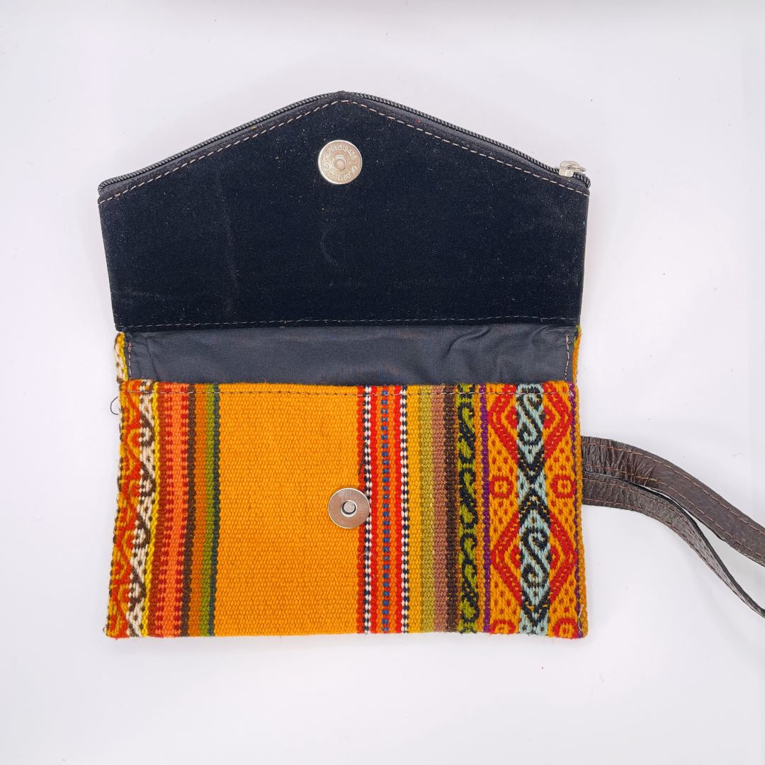 Aguayo and Suede Clutch, Yellow, Bolivia