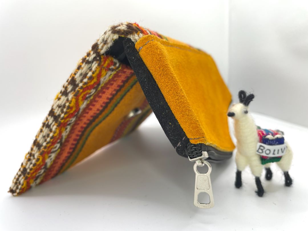 Aguayo and Suede Clutch, Yellow, Bolivia