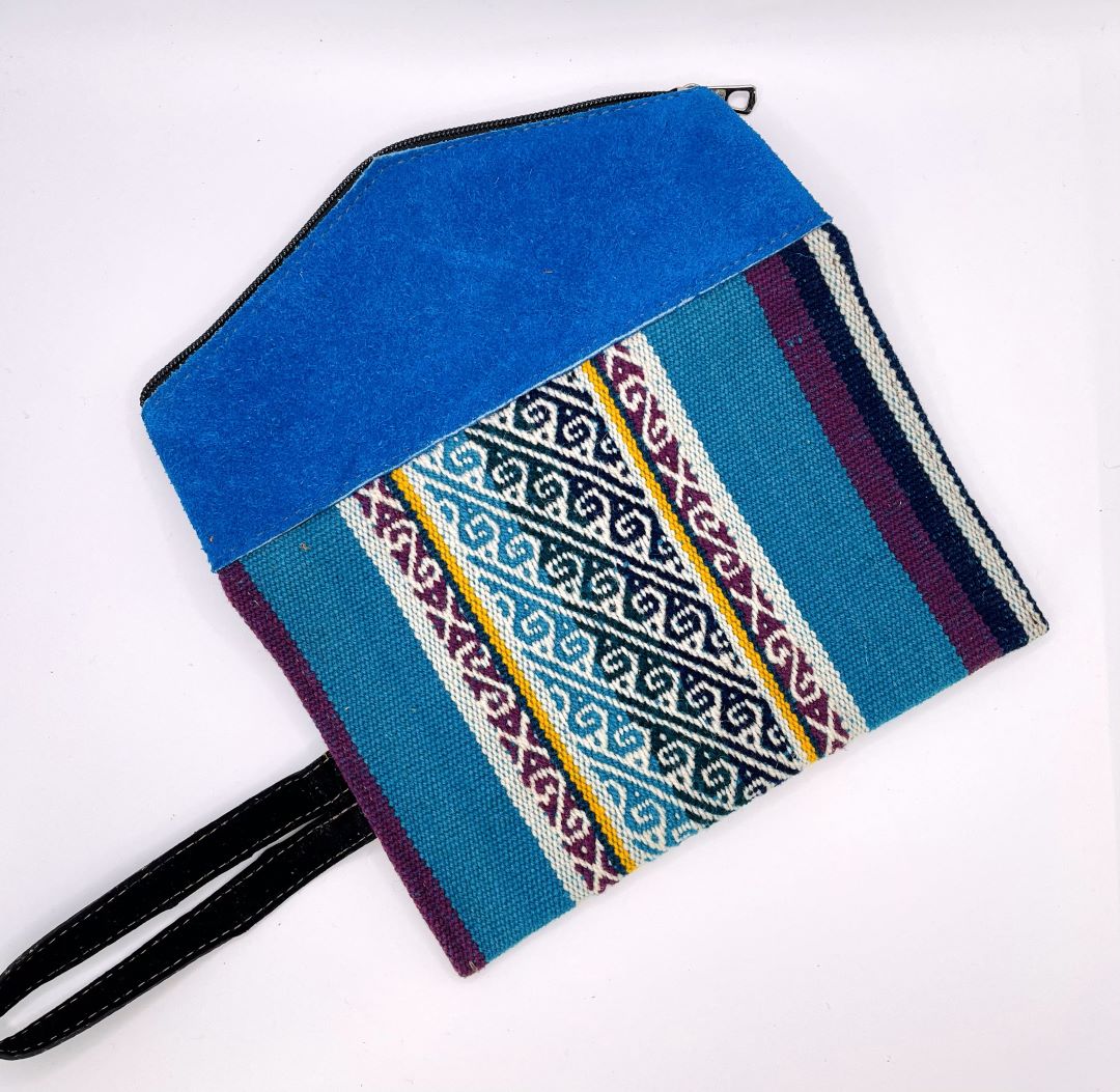 Aguayo and Suede Clutch, Bolivia - Light Blue