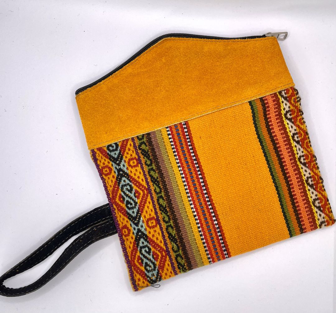 Aguayo and Suede Clutch, Yellow, Bolivia