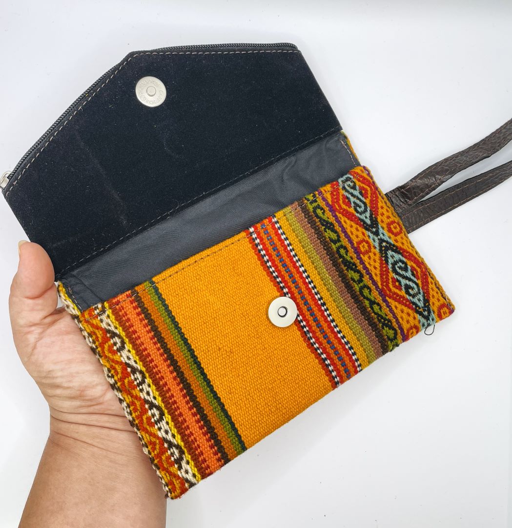 Aguayo and Suede Clutch, Yellow, Bolivia