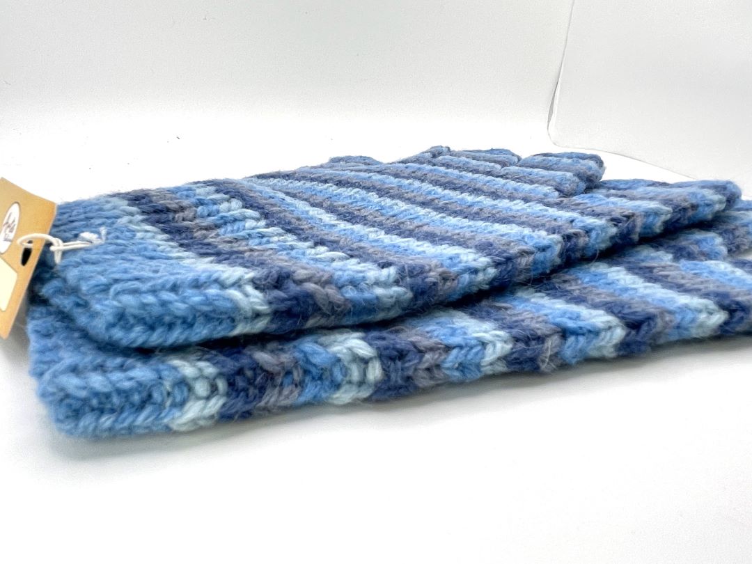 Alpaca Handmade Gloves - Striped Light Blue , Bolivia