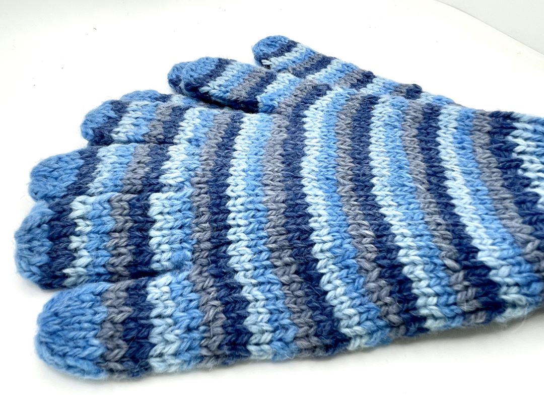 Alpaca Handmade Gloves - Striped Light Blue , Bolivia