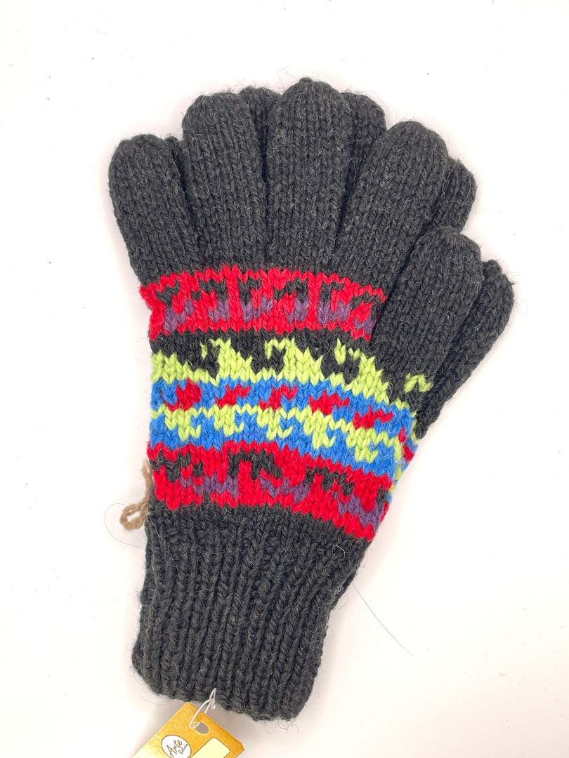 Alpaca Handmade Gloves - Black mix, Bolivia