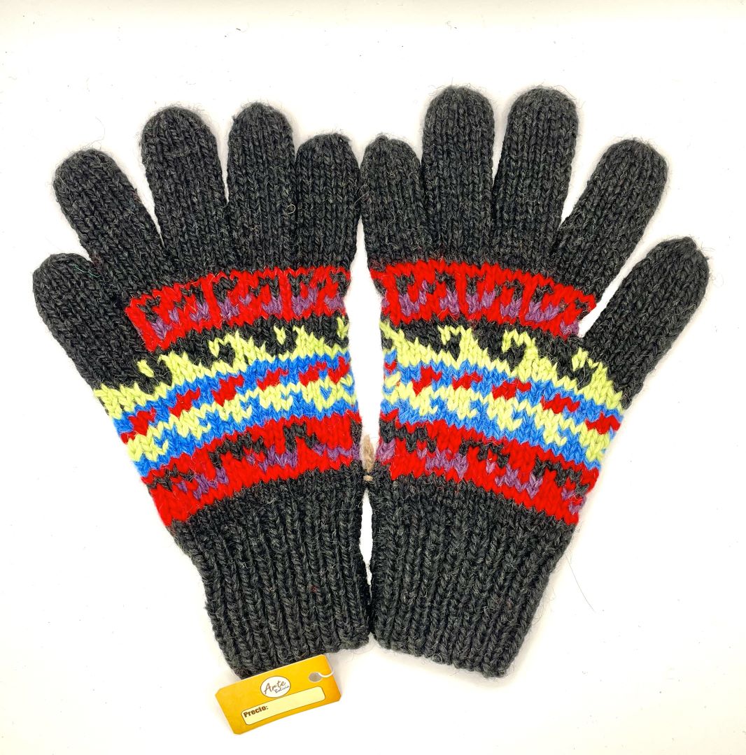 Alpaca Handmade Gloves - Black mix, Bolivia