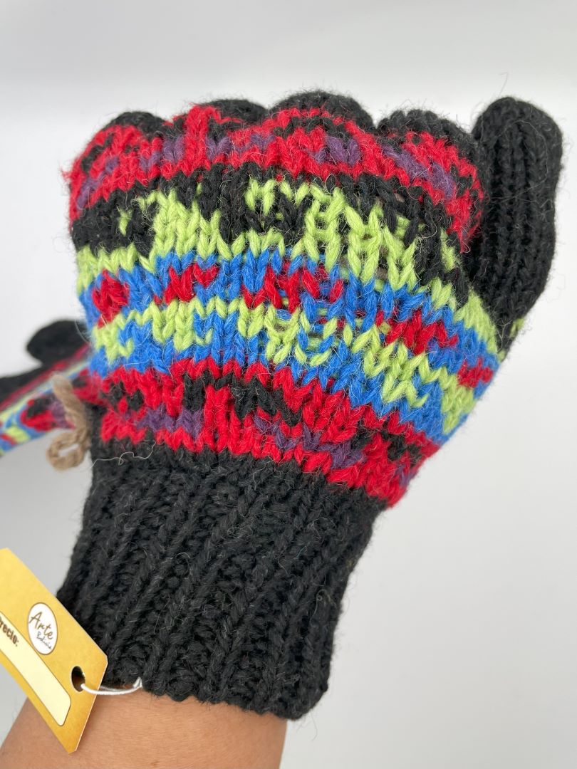 Alpaca Handmade Gloves - Black mix, Bolivia