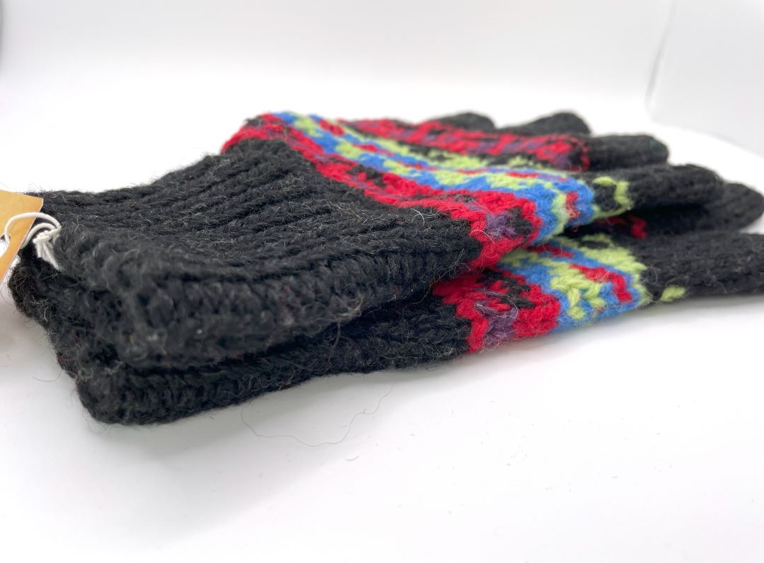 Alpaca Handmade Gloves - Black mix, Bolivia