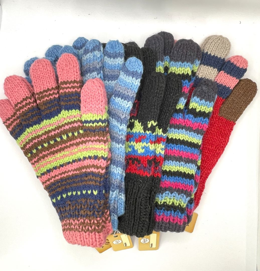 Alpaca Handmade Gloves - Black mix, Bolivia