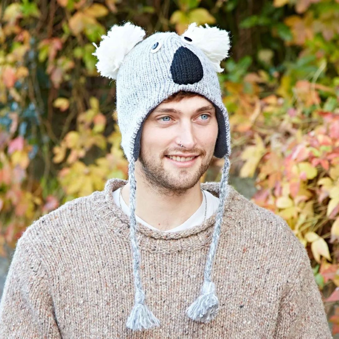 Grey Koala Woolen Animal Hat, Nepal