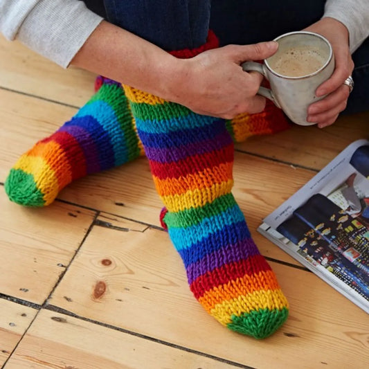 Handknitted Woolen Rainbow Socks, Nepal