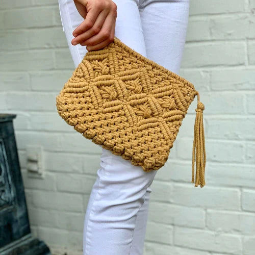 Macrame Clutch with Tassel, India