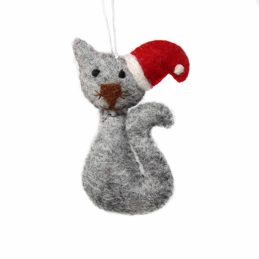 Handcrafted Kitty Cat Felt Ornament, Nepal