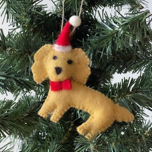 Labradoodle Santa Handmade Felt Ornament, Nepal