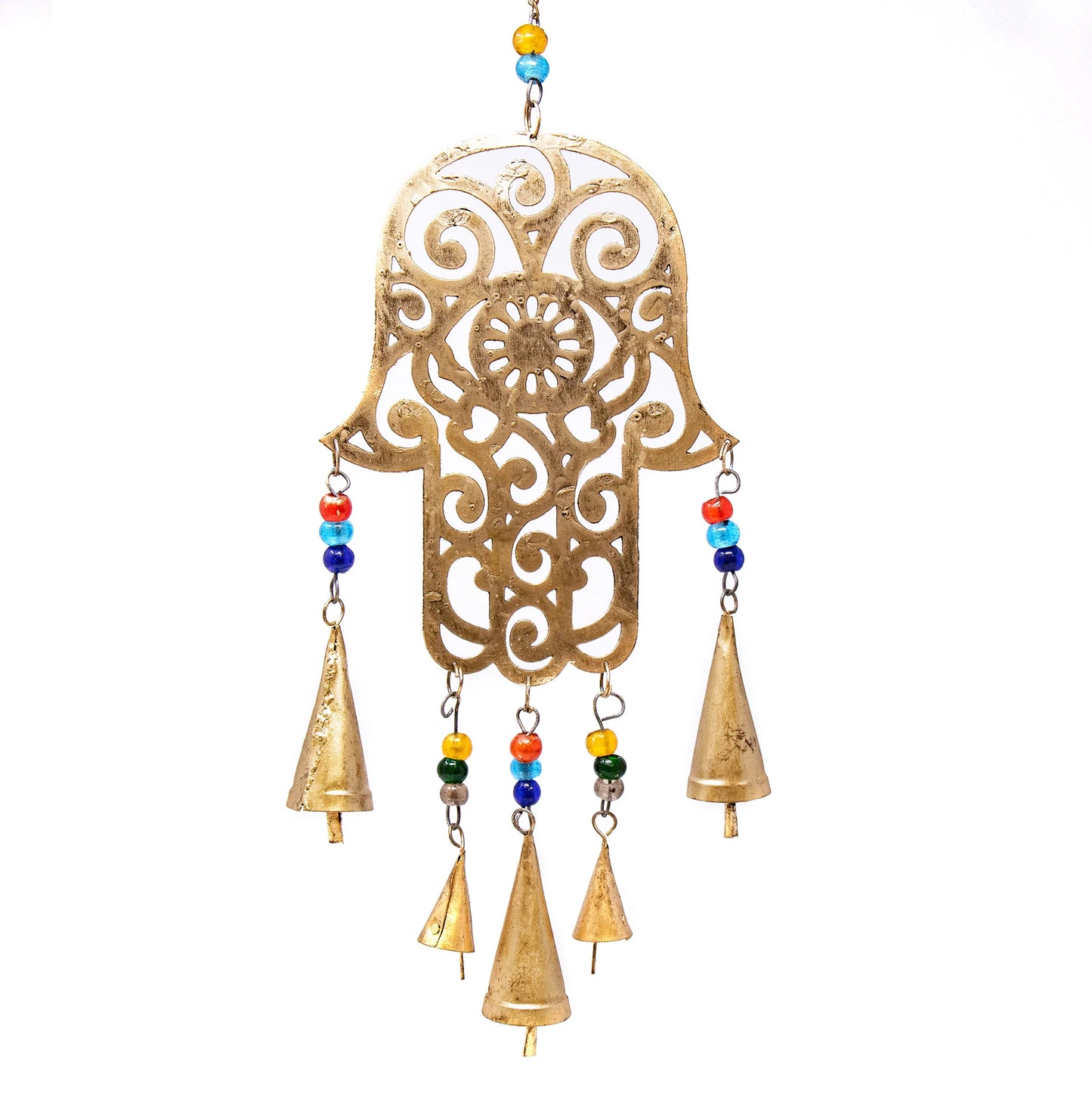 Hamsa Hand Garden Chime, Recycled Iron, India