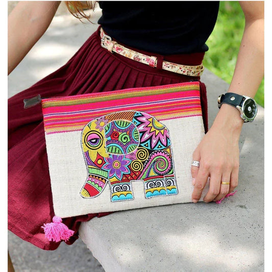 Rainbow Elephant Clutch - Ipad Table Bag, Thailand