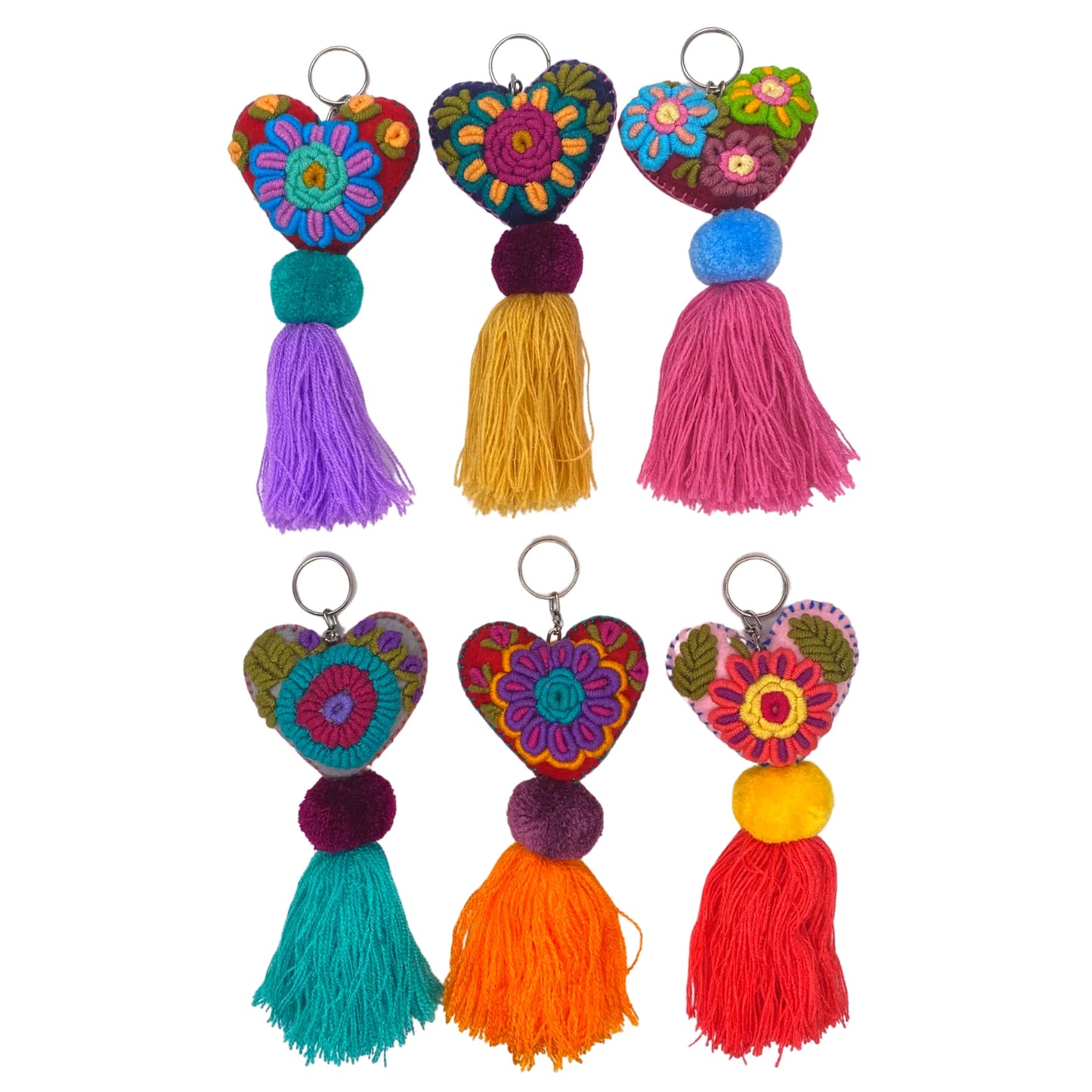 Key Chain / Zipper Pull, Embroidered Rapture Heart, Mexico